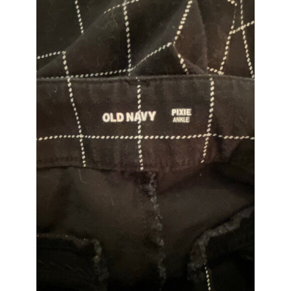 Old Navy Cropped Pants Black w/ White Checked  Size 0  Dressy Slacks - Picture 6 of 9